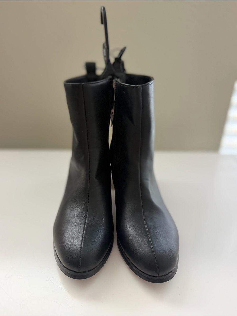 Ardene Black Faux Leather Ankle Boots with Side Zip